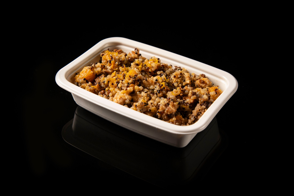 Quinoa con Zucca, Pollo e Lenticchie