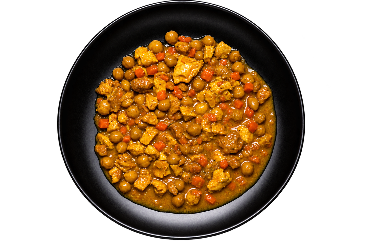 Pollo al Curry con Ceci e Carote