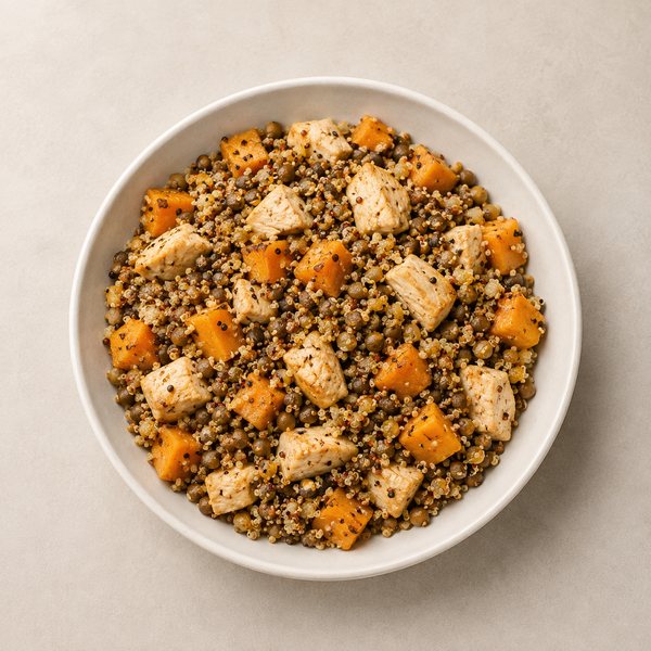 Quinoa con Zucca, Pollo e Lenticchie